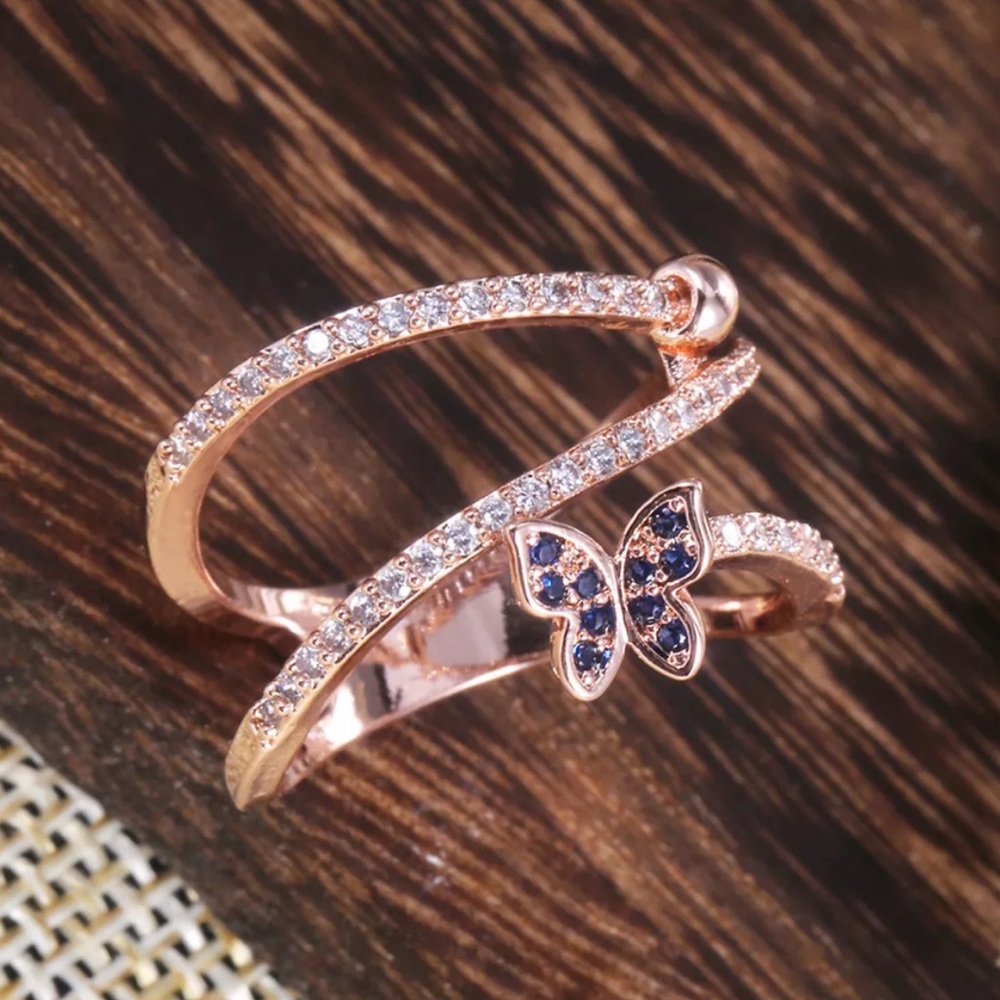 New Butterfly Rose Gold 925 Sterling Silver Ring - Picture 5 of 6